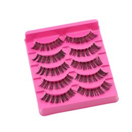 5 paren natuurlijke valse wimpers korte make -up handgemaakte dikke kruismode fak oog lashes tools voor vrouwen