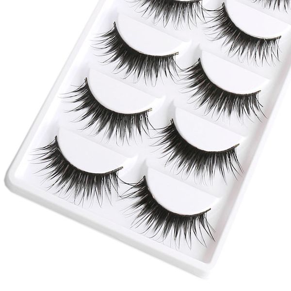 5 pares de pestañas postizas cónicas, maquillaje grueso Natural, herramientas de extensión de pestañas largas hechas a mano, pelo sintético