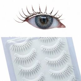 5 pares de Girl Group en forma de V Eyeles falsos Natural Cos Japanese Comic Eye L Extensi herramienta de maquillaje 67CF #