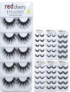 5 pares Red Cherry Mink Eyelash Negro Natural grueso Falso Falso Falso Patillas 100 Crueldad Reutilizable Extensión de ojo MATRIMIENTO TO3832271