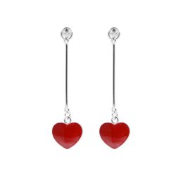 Boucles d'oreilles coeur rouge montures de perles boucles d'oreilles linéaires en argent sterling 925 fabrication de bijoux pour filles 5 paires