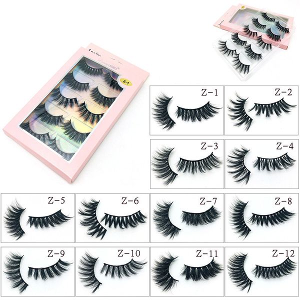 Faux-cils 3D en vison, bandes naturelles, courts et vaporeux, outils de maquillage, 5 paires/ensemble