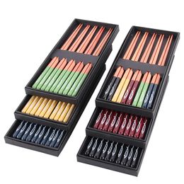 5 paar houten eetstokjes herbruikbare Japanse stijl vaatwasser Safe Chop Sticks 23cm