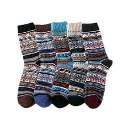 5 paar wol sokken mannen vrouwen vintage zachte cabine warme sokken dikke gebreide gezellige winter sokken voor mannen geschenken