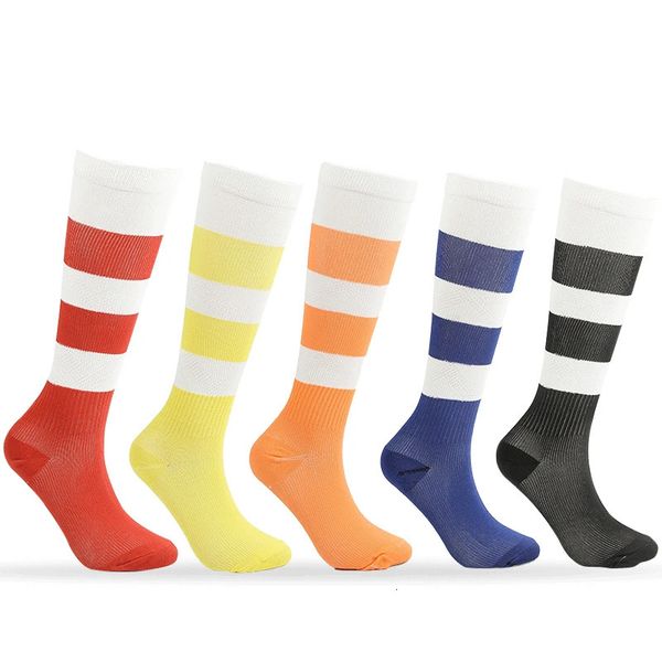 5 paires de chaussettes antidérapantes pour adultes, chaussettes de Football à rayures longues à Compression, sport, cyclisme pour hommes et femmes, 240104