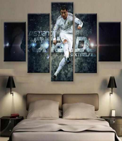 5 panel de lienzo impresa Real Madrid039s Cristiano Ronaldo Pintura Life Po Wall Art Decoración de impresión de alta definición Modern 4776875