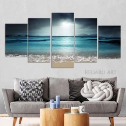 5 panneau La Digue Island Sinors Sky Hd Pictures toile peinture plage coucher de soleil affiches et imprimés pour le décor de salon