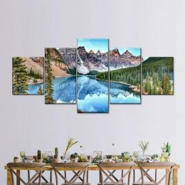 5 Panel Lake Mountain Canvas Peinture National Park Landscape HD Pictures Mur Affiches et imprimés pour le salon Décor sans cadre