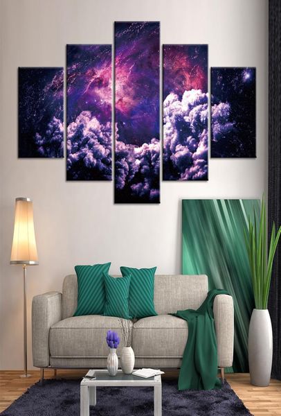 5 paneles universo paisaje pared arte cuadros lienzo pintura impresiones y carteles para sala de estar decoración del hogar Giclee Artwork3565619