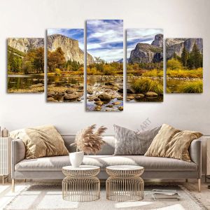 5 panneaux Yosemite HD photos toile peinture mur Art paysage naturel affiches et impressions paysage mur Art salon décor