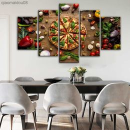 5 Panelen Creatieve Liefde Pizza Muur Posters En Prints Keuken Thema Decoratieve Canvas Prints Modulaire Foto Keuken Muur Decor L230704