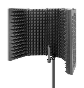 5 panneaux pliables Studio Microphone Isolement Bouclier de mousse acoustique Absorbant pour l'enregistrement de la diffusion en direct6902977