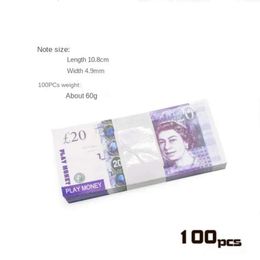 5 fête 20 10 Banknote Fake 50 GBP Bar des jouets réalistes Copie Copie de monnaie Film Money Billets 100 PCS / PACK 0 0