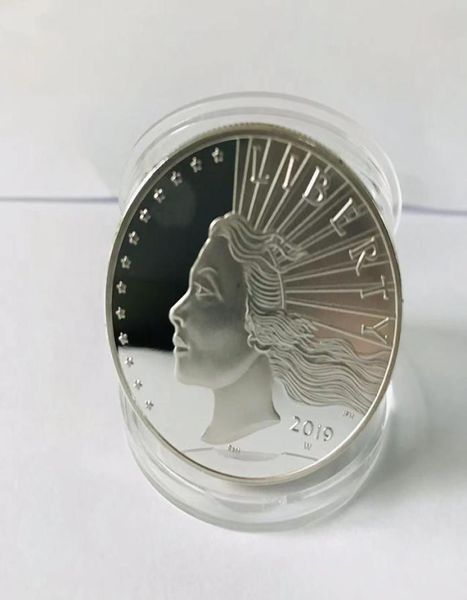 5 PC COINS NON MAGNÉTIQUES METAL ART CRAF INDIAN Lady American Eagle Silver plaqué 40 mm 1 oz Décoration Home Collectible Arts et CR4160394