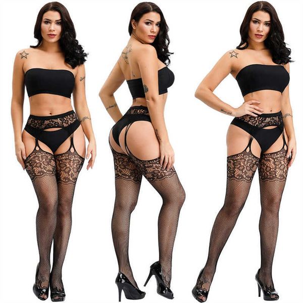 5 PC Sexy Chaussettes sexy porte-jarretelles bas longue cuisse haute chaussette pour femme femme fine pornostar lingerie net résille maille tenue intime Z0407