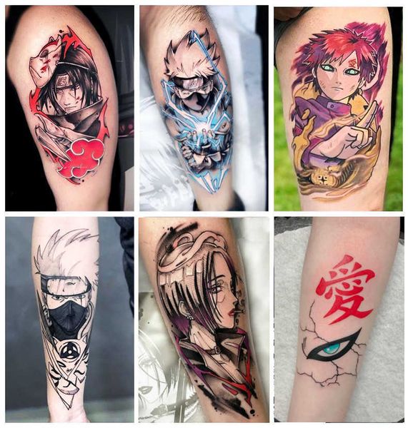 5 PC Tatouages Temporaires Anime Tatouages Temporaires Étanche Art Durable Corps Bras Cosplay Costumes Coloré Dessin Animé Faux Tatouage Autocollant pour Femmes Homme Z0403