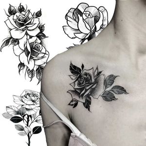 5 pc tijdelijke tatoeages zwarte tijdelijke tattoo sticker bloemblad body poten arm kunst realistische nep tattival festival feest bikini dames make -up 1 van