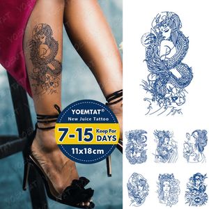 5 PC Tijdelijke tatoeages Juice Ink Tattoos Body Art Dast Waterproof Tijdelijke tattoo -sticker Prajna Warrior Tatoo Arm Fake Wing Dragon Tatto Women Men Z0403