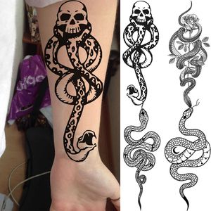 5 PC tatouages temporaires mangemorts magiques marque sombre Mamba Serpent tatouages temporaires pour femmes hommes adultes Serpent faux tatouage réaliste Tatoo décalcomanie Z0403