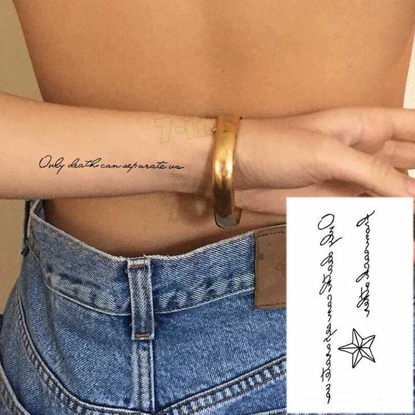 5 PC Tatuajes Temporales Nuevo Tatuaje Temporal Impermeable Etiqueta Inglés Letra Música Símbolo Tatto Flash Tatoo Tatuajes Falsos para Mujer Hombre Z0403