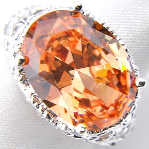 5 pièces 1 lot cadeau de noël ovale Morganite Champagne 925 argent cristal cubique zircone bague de mariage bijoux cadeau femmes