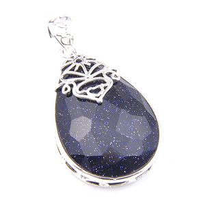 10 pièces/lot LuckyShine meilleur vendeur goutte d'eau pendentifs en grès bleu naturel 925 pendentifs de mariage en argent Sterling femmes 1.58 'pouces