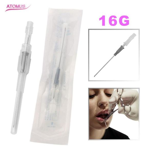 5 uds 16G para oreja, nariz, ombligo, pezón, catéter, aguja de punción, agujas para Piercing, agujas estériles desechables para Piercing corporal, 2869428