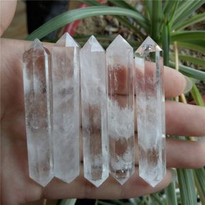 5 uds A A cristal transparente Natural varita de tamaño idéntico doble punta reiki curación 6,1 cm