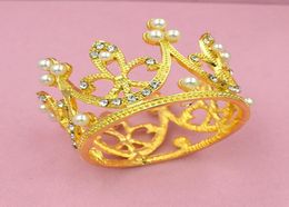 5 stuks Bruid Goud Zilver Metaal Parel Kleine Kroon Bruiloft Volledige Ronde Kristal Prinses Mini Tiara Voor Kinderen Meisjes Verjaardag J 190436493039