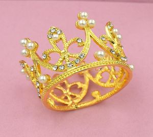 5 pièces mariée or argent métal perle petite couronne de mariage complet rond cristal princesse Mini diadème pour enfants filles anniversaire J 190439473431