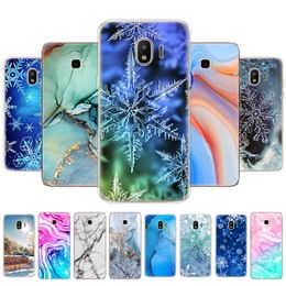 Voor Samsung J4 Plus 2018 Case Cover Galaxy EU J400F J400 Prime Sm J415 Marmer Sneeuw Vlok Winter Kerst