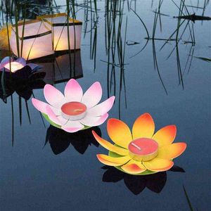 Lampe Lotus flottante créative, lanterne à eau, bougie en forme de fleur, pour décoration de Festival et de vacances, 5 pièces