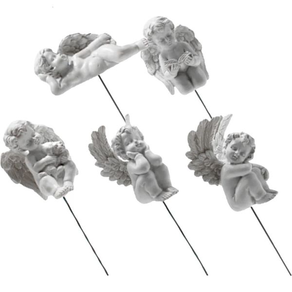 Figurines de fées ange bébé, 5 pièces, modèle mignon de Sculpture, ornements, Statue d'anges pour la décoration de la maison, Gnomes de jardin en résine 240122