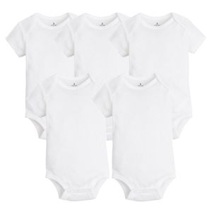 5 STKS/PARTIJ geboren Babykleding Zomer Body Baby Body 100% Katoen Wit Kids Jumpsuits Baby Jongen Meisje Kleding 0-24 M 220301