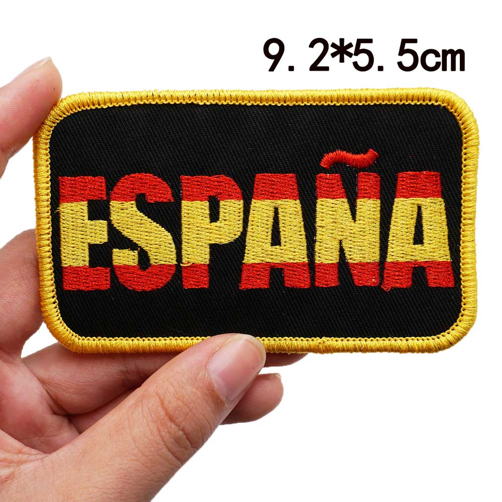 5 pc's/lot F12-146 Espana Flag Patches Badges Badges Militaire tactisch moreel geborduurde applique met haak ijzer-op lijmachter