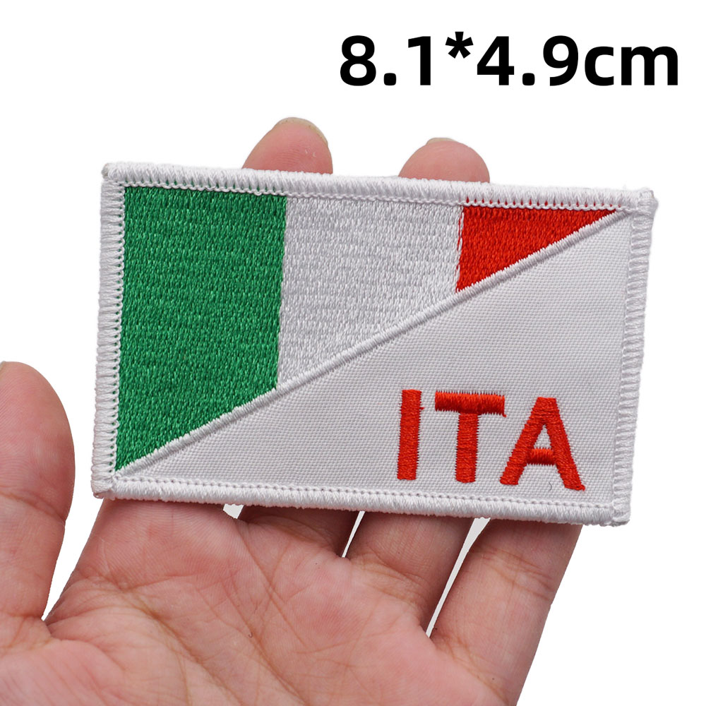 Patchs drapeau italien F8-62, 5 pièces/lot, Badges brodés de moral tactique militaire avec crochet, support adhésif à repasser