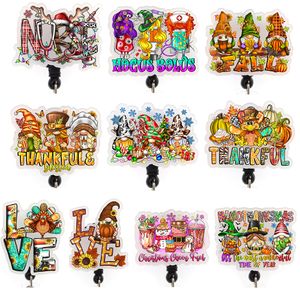 5 pièces/lot porte-clés de mode mélange série médicale gommage vie ER infirmière Thanksgiving noël Halloween acrylique Badge bobine pour infirmière médecin accessoires de vacances