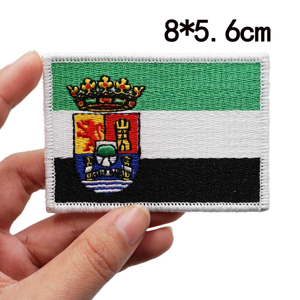 5 PCs/Los Spanien Extremadura Flagge Patches Abzeichen Militärtaktische Moral bestickte Applikation mit Haken-Bügelskleber-Kleber-Rücken