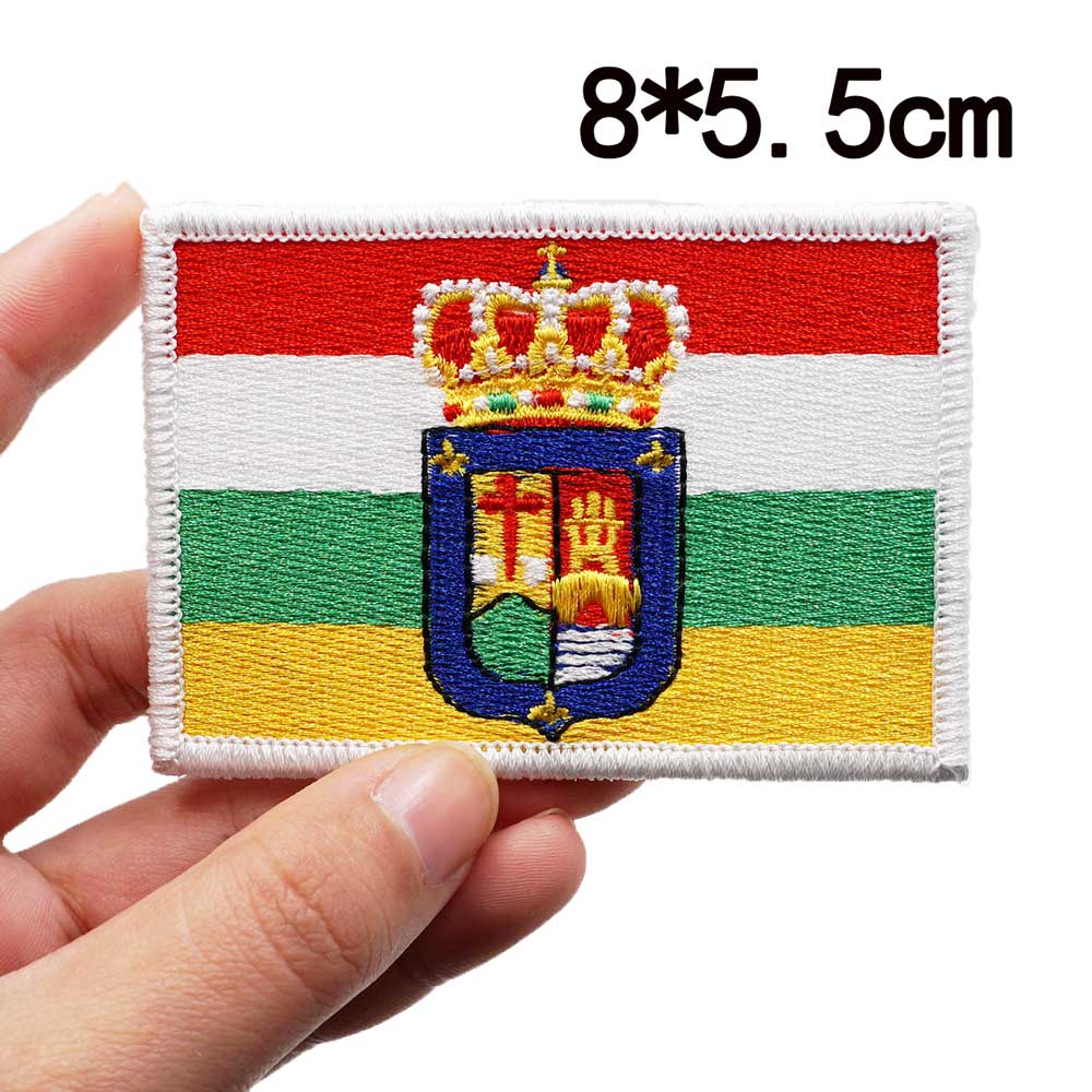 5 pcs/lot Spain La Rioja Flag Patches Badges Military Tactical Morale Embroidered Applique with hook Iron-on adhesive backing