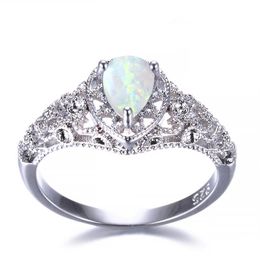 5 pezzi Luckyshine s925 argento sterling donne opale anelli blu bianco naturale mistico arcobaleno topazio anelli di fidanzamento di nozze # 7-10246v