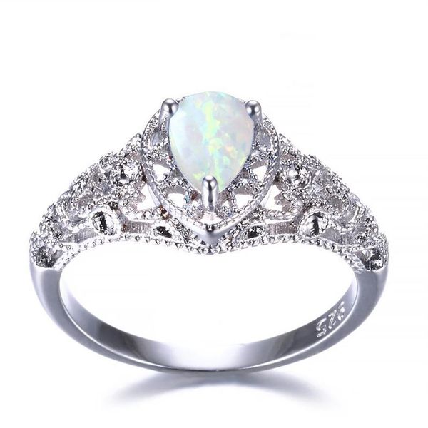 5 uds Luckyshine s925 anillos de ópalo de plata esterlina para mujer, anillos de compromiso de boda con topacio arcoíris místico azul y blanco Natural #7-10306v