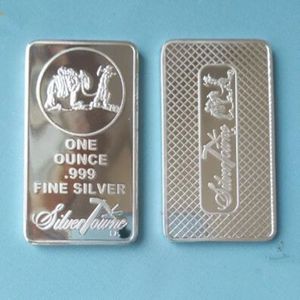 5 pcs Non magnétique American Prospector 1 Oz véritable argent plaqué lingot pièce de monnaie 50 x 28 Mm lingot maison Badge décoration à collectionner 177G