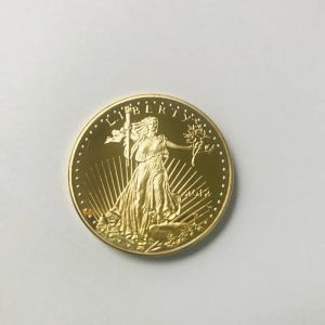 5 PCS non magnétique Freedom Eagle 2012 Badge Gold plaqué 32,6 mm Statue commémorative Liberty Collectible Decoration Coins