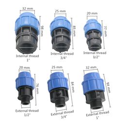 5 PCS OUT DIAMETER 20/25/32 mm Interface de tuyau à 1/2 "3/4" 1 "Male / Femelle PE Connecteurs droits