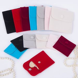 Sac à cordon en peluche du fabricant en gros avec fermoir à rabat : pochette à bijoux pour écouteurs, velours double face pour colliers, cadeaux et rangement de portefeuille 20 pièces/lot