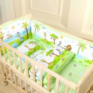 5 unids/set juego de cama para bebé cuna para recién nacidos cuna parachoques dibujos animados 100% cuna Protector de cama infantil de algodón lavable