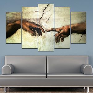 5 stks/set Beroemde Kunst Hand Van God Canvas Schilderij Wall Art Pictures Voor Woonkamer Poster Print Woondecoratie Foto Unframe