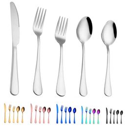 Conjuntos de plantados de 5 PCS de 5 colores Cena Cena Flatware Fuerte Lnife Spoon Sets Elegant Cutlery Cocina Accesorios 2736