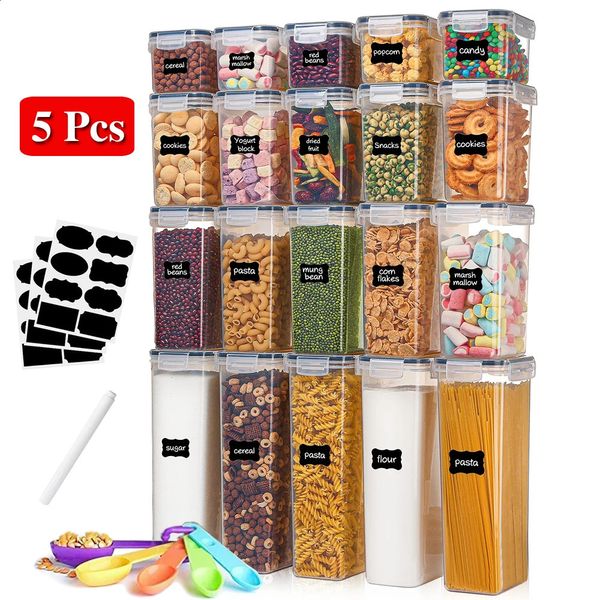 Ensemble de 5 pièces, organisateur de stockage de cuisine PP, récipient alimentaire de haute qualité, réfrigérateur boîte de nouilles, réservoir multigrains 240125