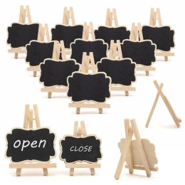 5 pc's/set mini houten Blackboard Menu Message Label Board Stand schoolbord draagbare bruiloftsfeestje decor memo clips ornamenten